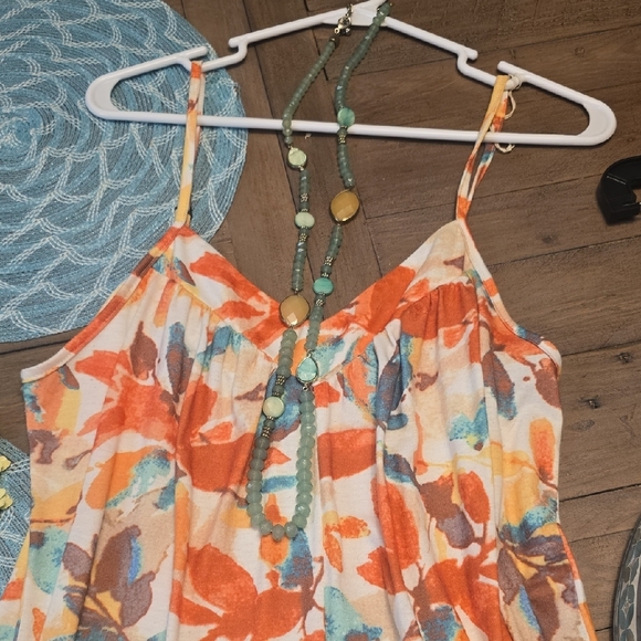 Orange Floral Romper W/ Matching Jewelry Bundle (New) - Picture 2 of 9